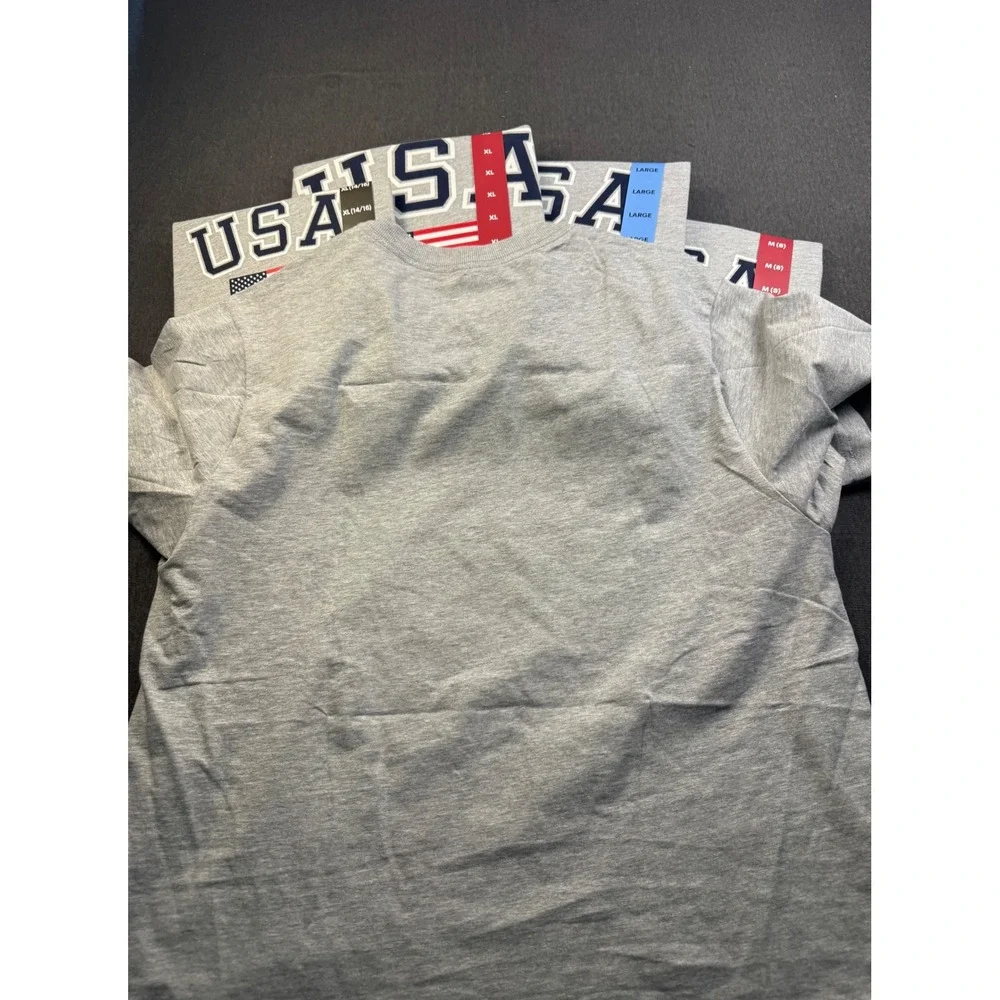 USA Flag T-Shirt Gray Patriotic Tee family kit 5 shirts - Picture 2 of 7